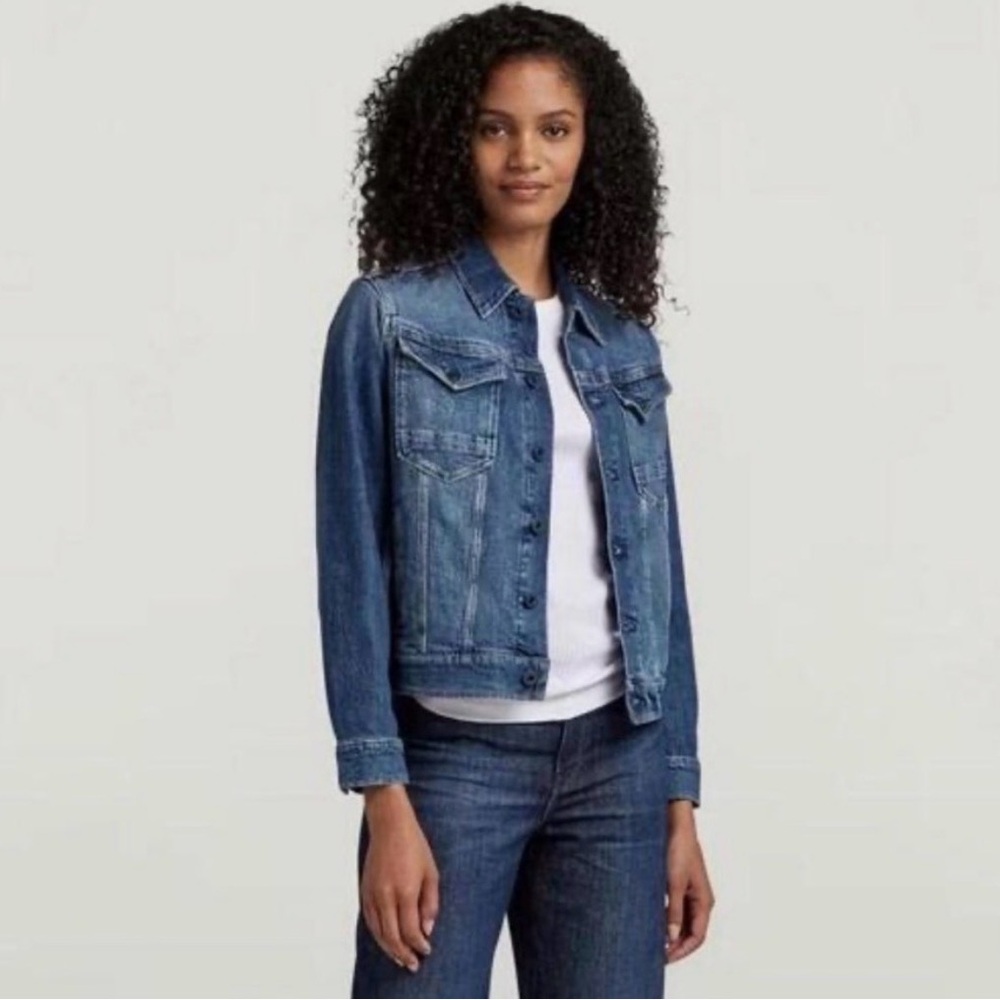 G-Star RAW Arc 3D Faded Santorini Denim Blue Stretch Jean Jacket Size XS $130